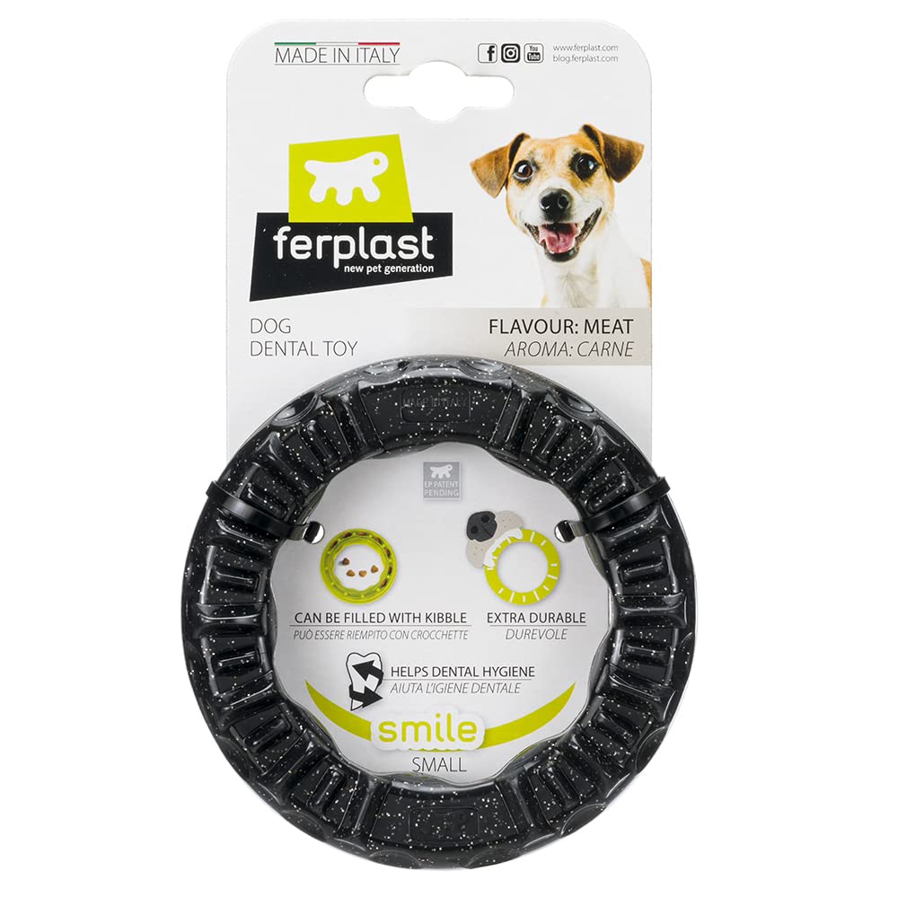 Ferplast Smile Chewing Ring, Black - Size S: Ø 12 X H 2.4 Cm