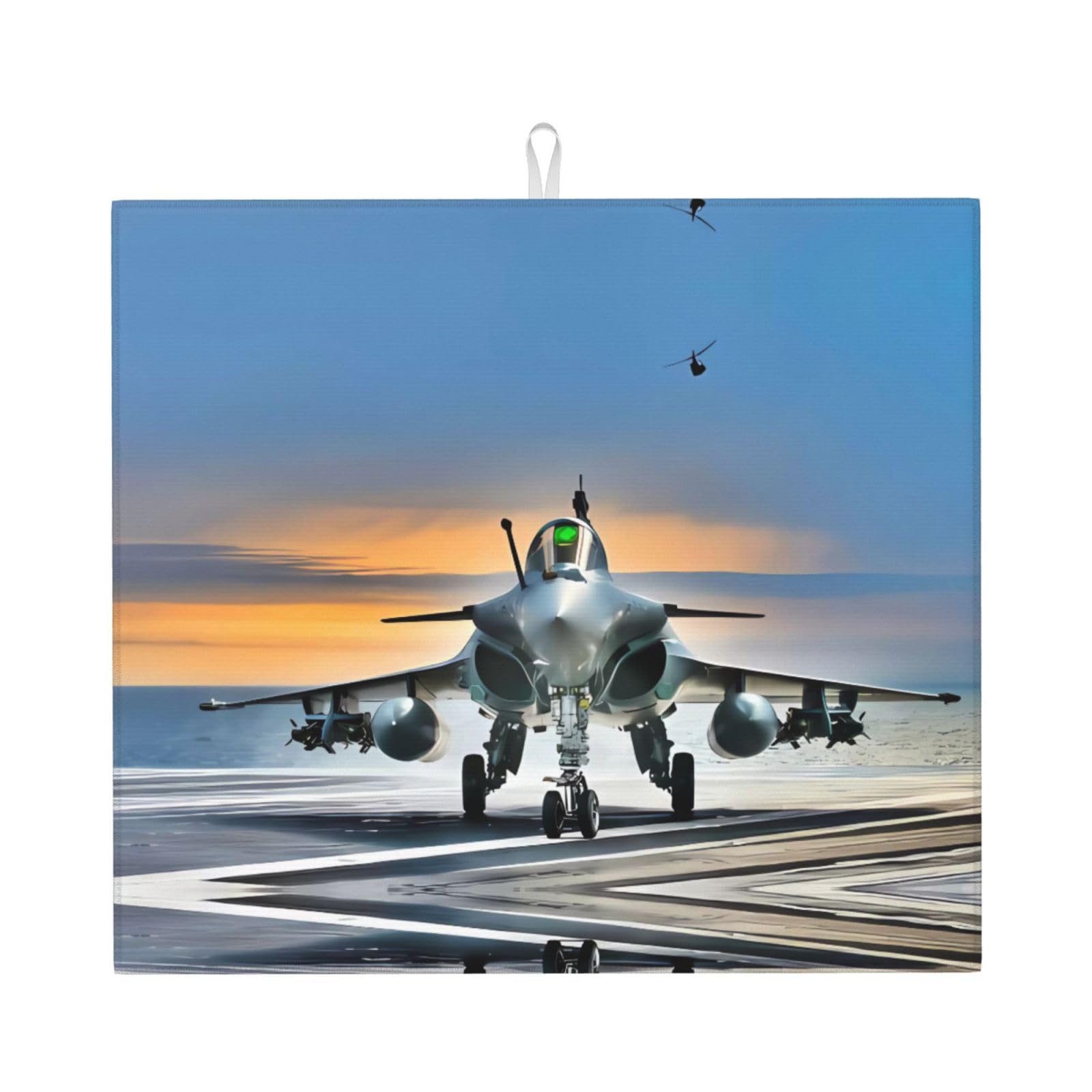 WHJSSF Airplane Prints Kitchen Drying Mat – Absorbent Dish Throw for Countertops, Quick-Dry Non-Slip Layer with Stylish Prints, Ideal Housewarming Gift