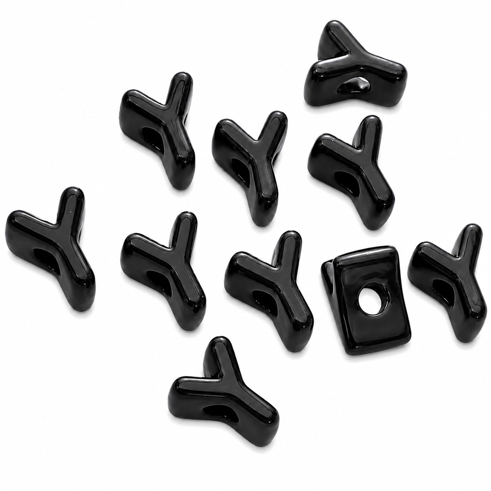 Letter Beads, 10pcs Alphabet Beads, Large Acrylic Letter Beads with 6mm Holes for Bracelet Making, Jewellery, Keyrings and Craft Projects (Black, Letter Y)