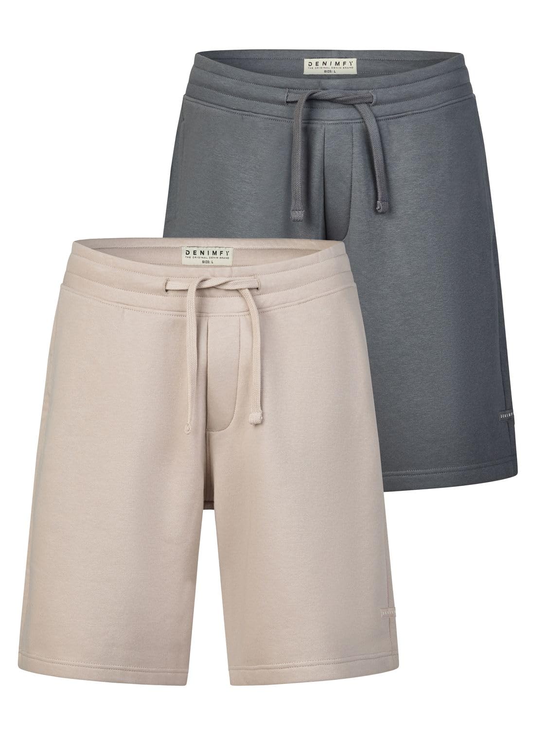 DENIMFY DFPablo - Pantalones cortos para hombre, 2 unidades, corte regular, bermudas, pantalones cortos deportivos de verano, beige, negro, gris, S, M, L, XL, XXL, 3XL, 4XL, 5XL