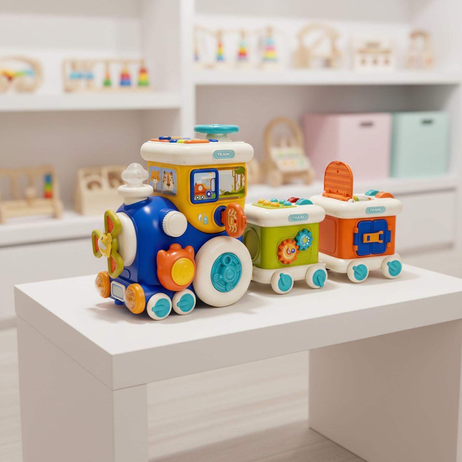 Jouet D'éveil Multifonctionnel pour Enfants : Stimule L'apprentissage Grâce à des éléments Interactifs, des Formes, des Effets Lumineux et Son, Style A