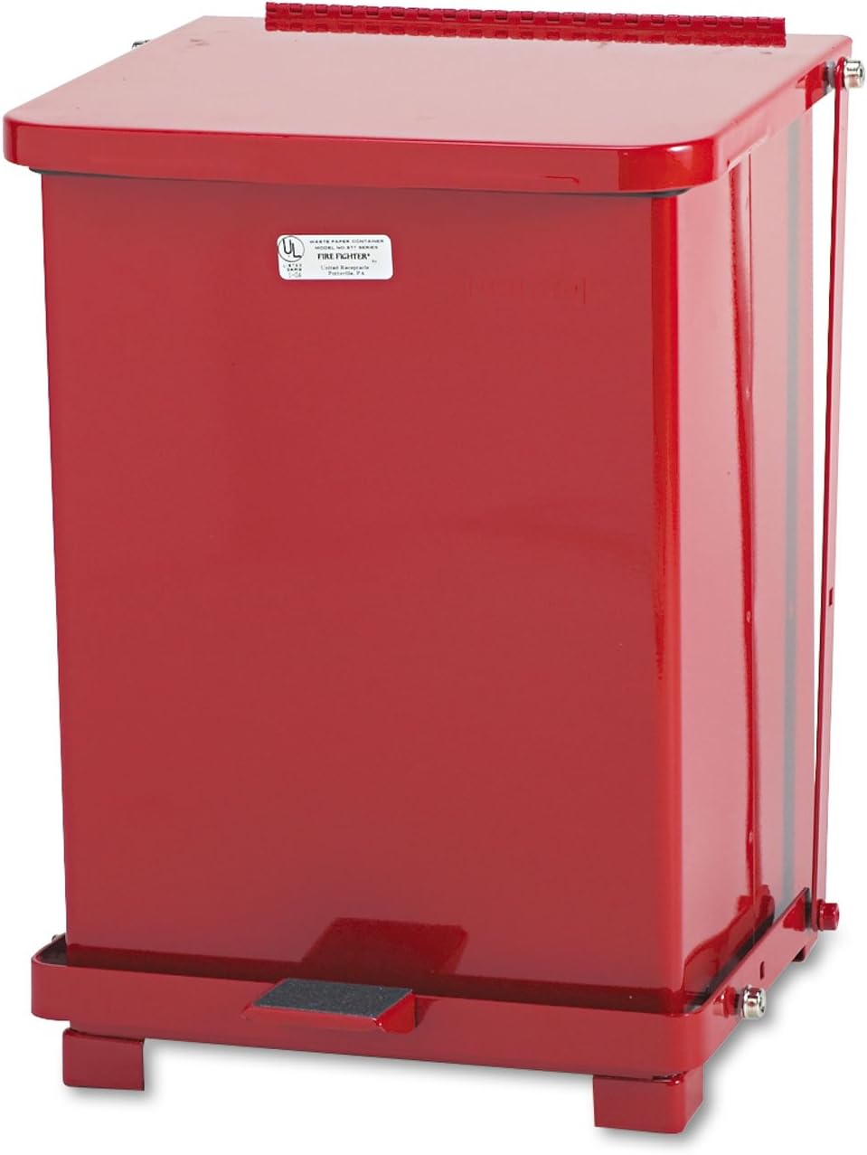 Rubbermaid Commercial ST7ERDPL Defenders Biohazard Step Can, Square, Steel, 7gal, Red