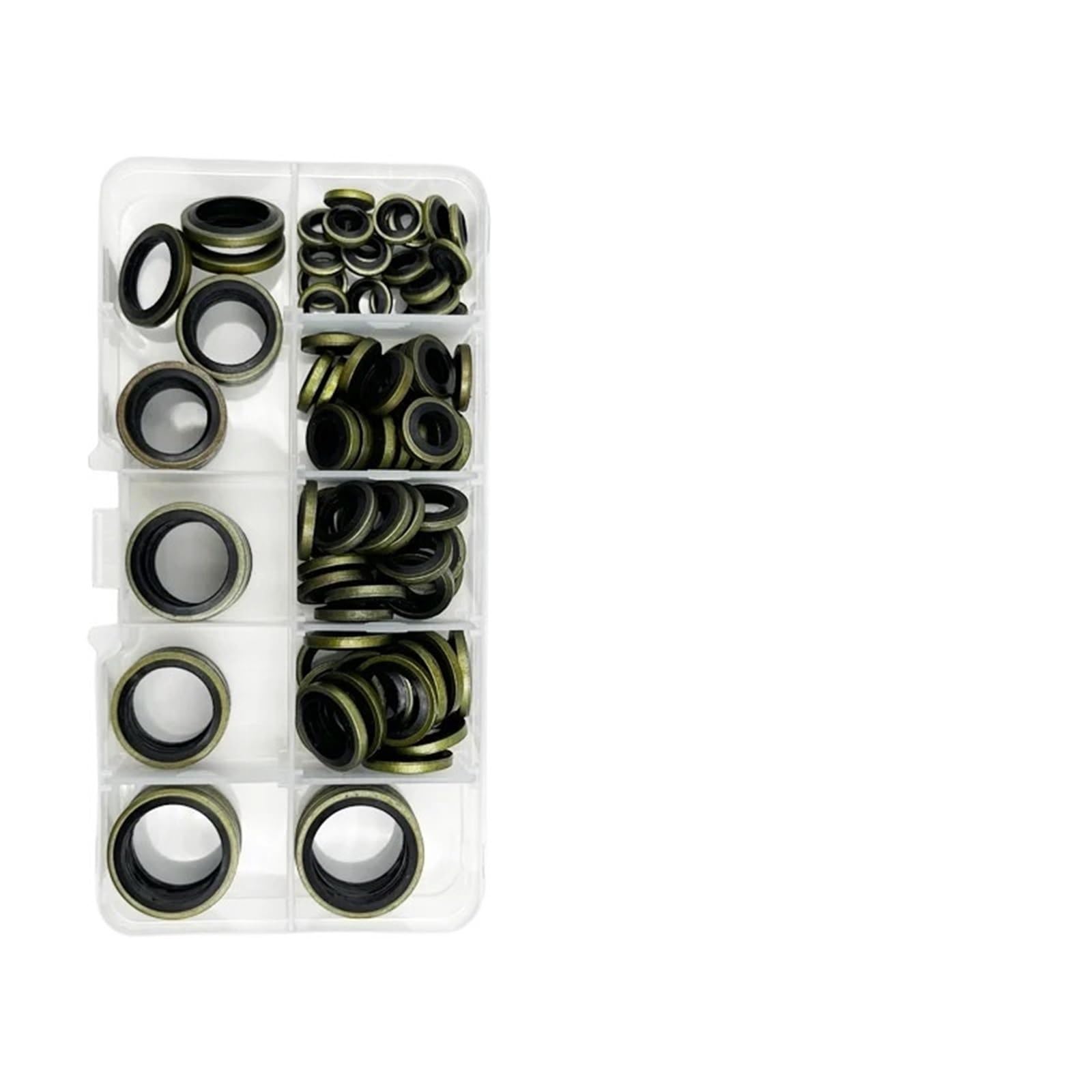 Retn de Aceite Arandela Adherida para Tubería Aceite Caucho Hidráulico Alta Presión, Compatible con Anillos Sellado M6-M14 M24 Combinados Juntas Tóricas de Arandelas(100PCS M5-M16)