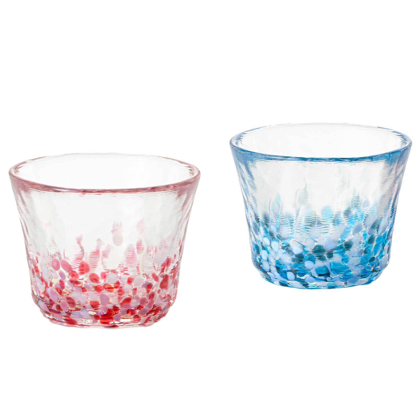 Aderia FS75571 Tsugaru Vidro Glass Collection, Glass Pair, Small Flowers, Green Sake, 2.5 fl oz (75 ml), Made in Japan, Cosmetic Box, Japanese Sake Glass, Japanese Dish, Cold Sake, Hot Sake Goods : Ho
