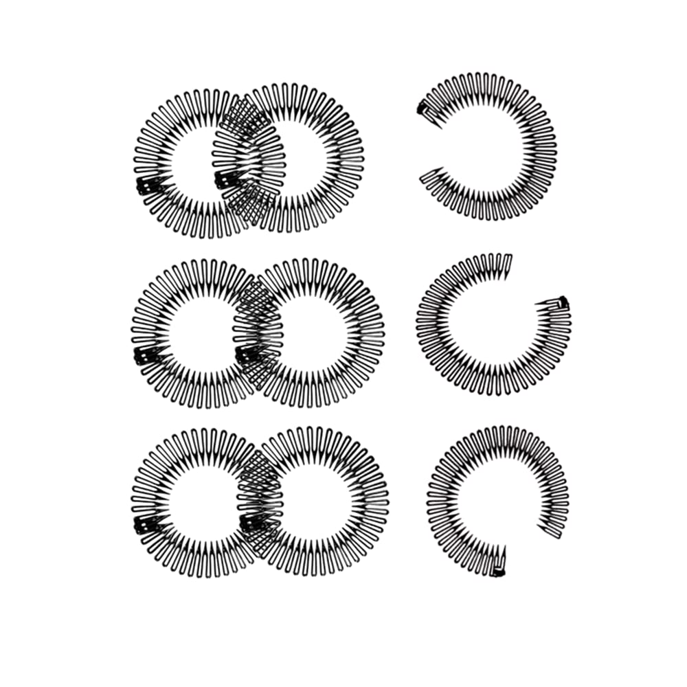 MXXiiv 9 Pieces Full Circular Stretch Combs Elastic Plastic Circle Comb Black Comb Headband Circle Headband for Women Girls Hair Accessories
