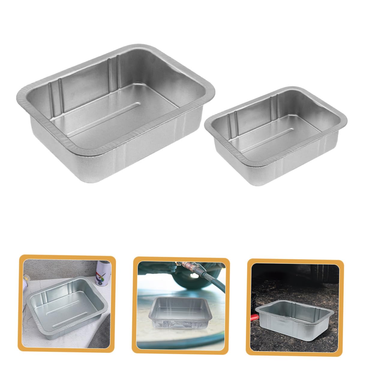 Hohopeti Bandeja de Drenaje de Aceite para Coche 2 Piezas Capacidad 10l y 5l Construcción Robusta de Acero Diseño Reforzado para Mantenimiento y Recolección de Aceite