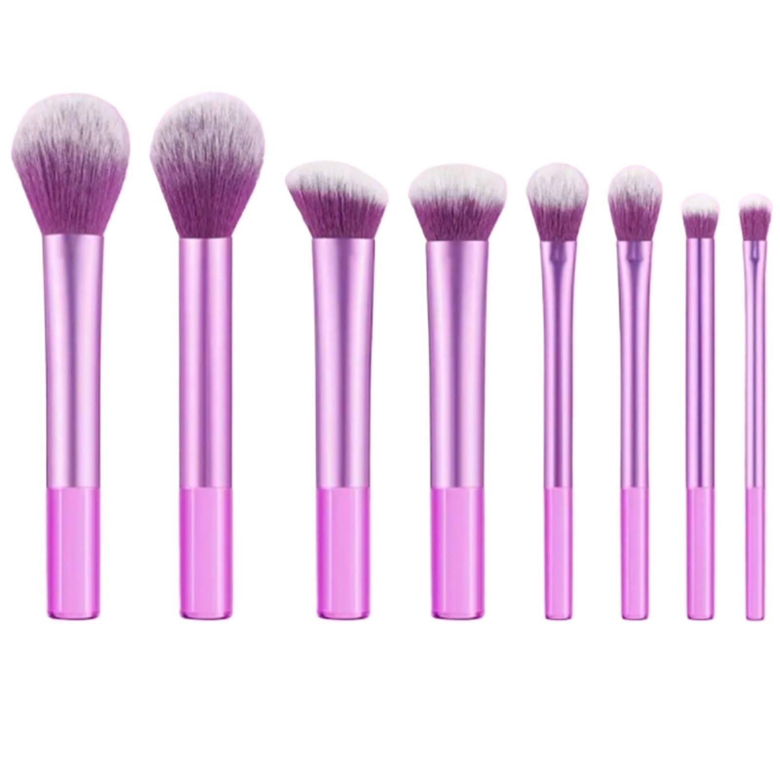 Doux Pinceau Maquillage Ensemble De Pinceaux Maquillage 8 Pièces Avec Manche Transparent For Contour Des Yeux Souple Voyage Professionnel(Rosa)