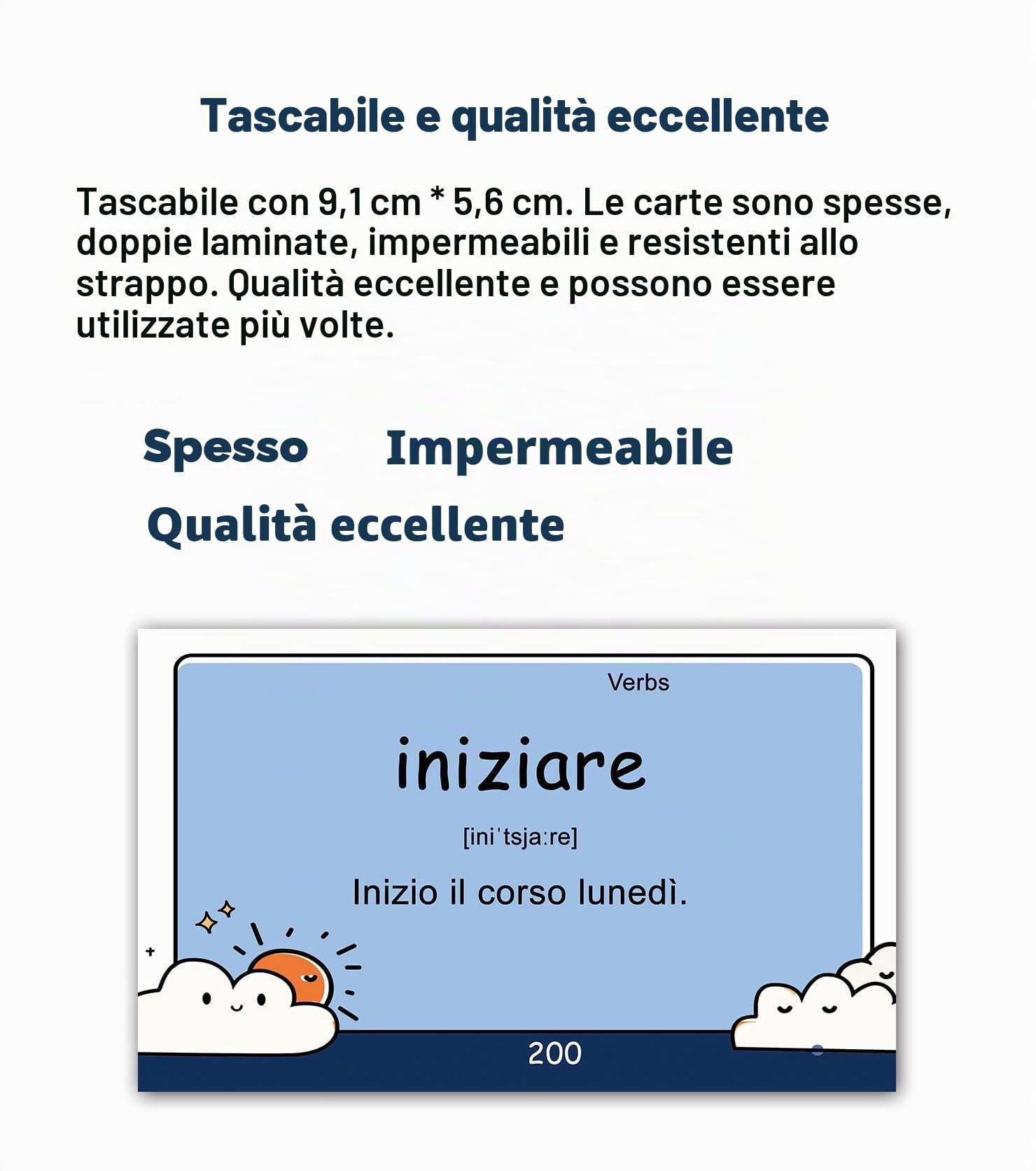 200 Flash card essenziali per vocabolario con parole italiane per principianti adulti | Impara l'italiano per principianti adulti