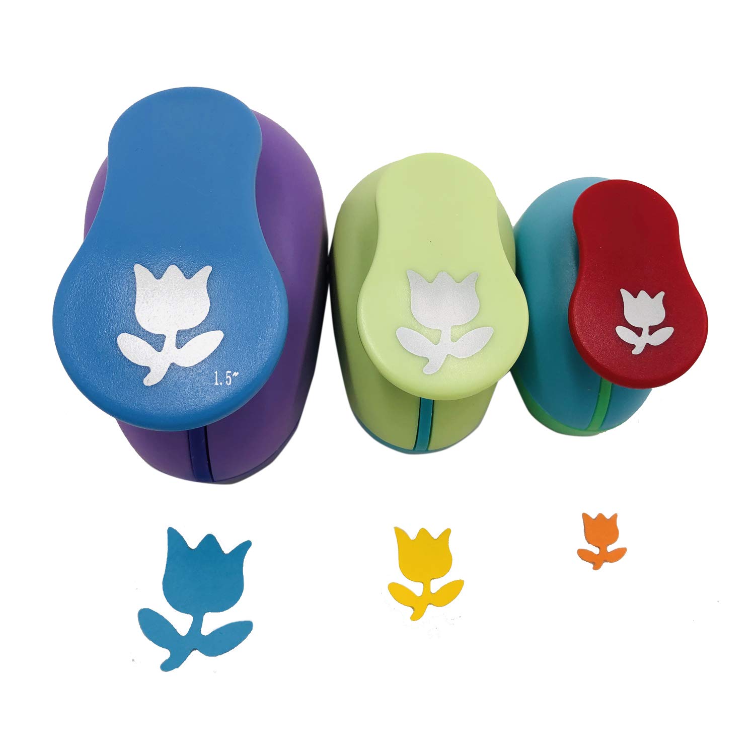 3 Pcs Punch 1.5-Inch 1-Inch 5/8-Inch Paper Punchers Scrapbook Crafts Paper Punch (Tulip)