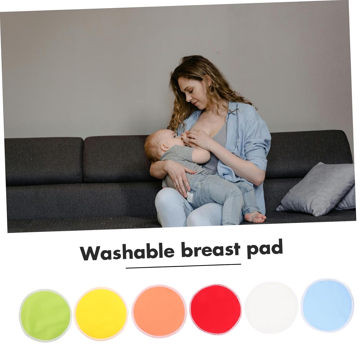 YARNOW 12Pcs Reusable Breast Pads Washable and Breathable Nursing Pads for Comfortable Breastfeeding Leak Design for Stress Use for Go Moms