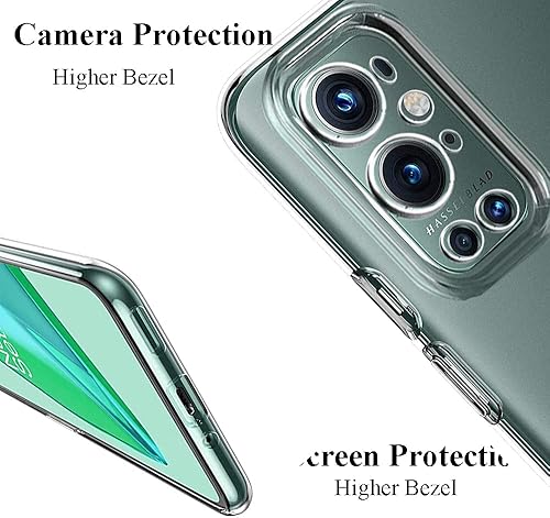 Miniatura 2 de Unov Funda compatible con OnePlus 9 Pro 5G transparente con diseño de TPU suave, absorción de golpes, diseño delgado en relieve, funda protectora