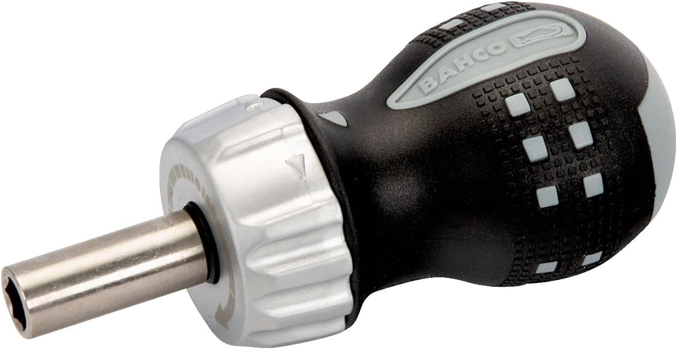 BAHCO 808050S Magnetic Ratcheting Screwdriver Stubby