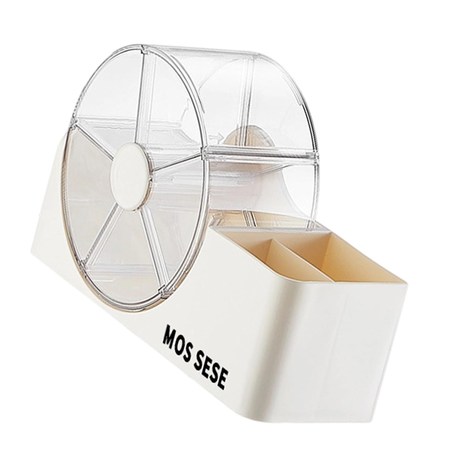 Msioytog Clear Hair Accessories Organizers with Hair Brushes Holder, Rotatable Desktop Organizers Case for Makeup Brush, Cotton Swabs Desktop Case