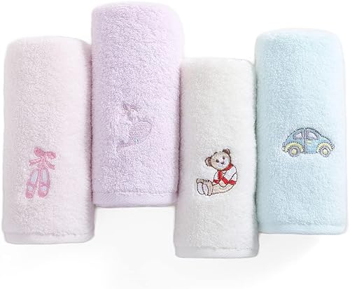 sense gnosis Toallas faciales 100% algodón para niños, toallas para la punta de los dedos para baño, toallas bordadas para niños y paños de bebé, 10