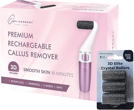 Own Harmony Electric Callus Remover for Feet and 6 Rollers Bundle Rechargeable Pedicure Tools & Professional Foot Care for Women - Electronic Foot File Sander - Best for Hard Dry, Dead, Cracked Skin