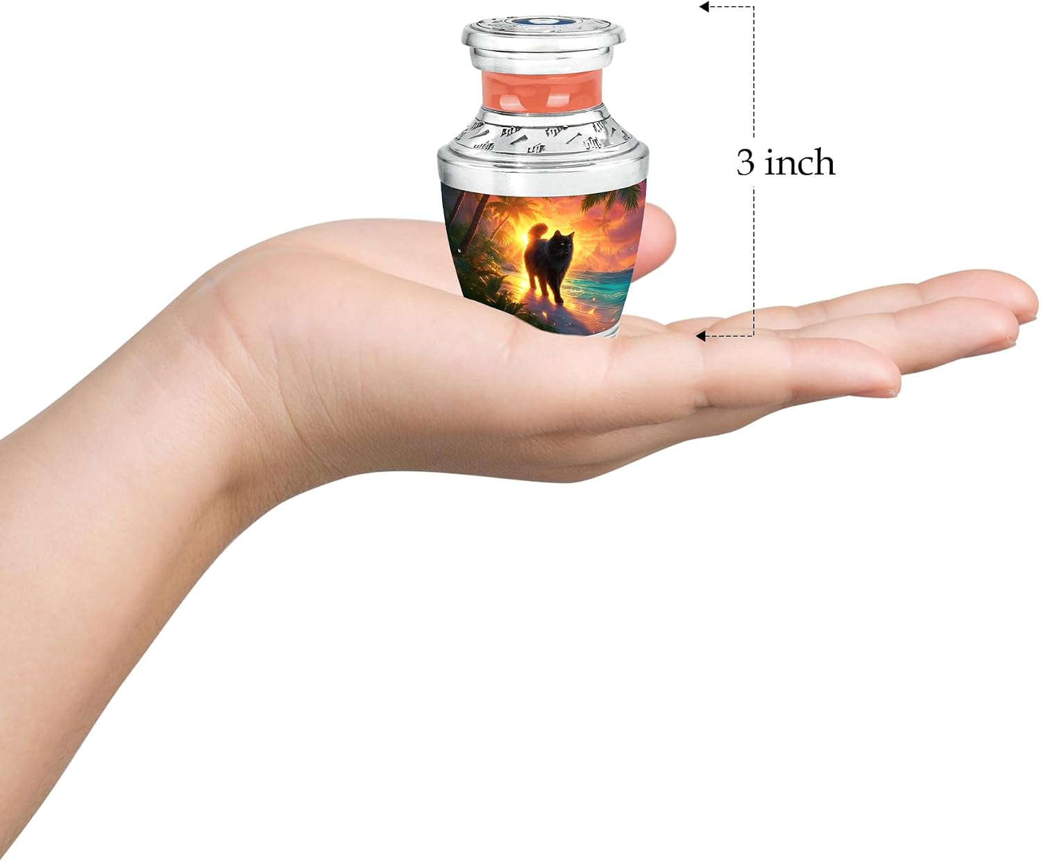 Cat Small Urn Sets for Human Ashes Keepsake - Urns for Human Ashes Adult Sunsets - Beach Cremation Keepsake for Mom - Set of 5 Urns for Funeral Dad - Memorial for Urn - 10 & 3 Inch -