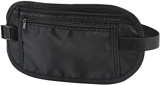 Money Belts for Travel Hidden Travel Money Belt Money Pouch Bag Waterproof for Travelling Keys & Passport with Adjustable Elastic Strap Outdoor Sport Exercise Travel Security Pouch Anti-Theft(Black)