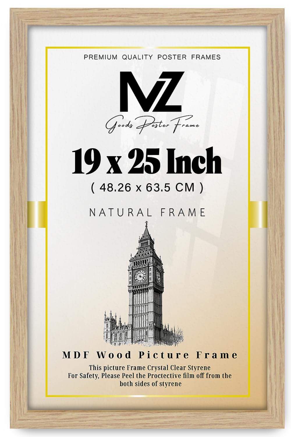 Mz Goods Oak | 482.6 X 635 Mm Engineered Wood Poster Frame 19 X 25 Art Prints, Photos Holiday Gifts& Home Décor 63.5 X 48.26 Cm [ ]