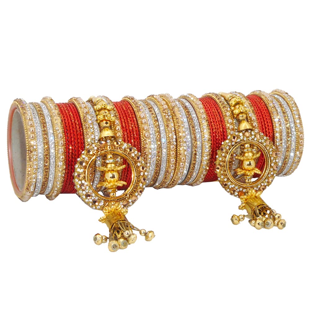 Womens Traditional Beautiful Antique Look Metal Bangles Set ideal for Sister Mother & Wife (Red2-4) (B0CD2DXFXN) Amazon Price History, Amazon Price Tracker