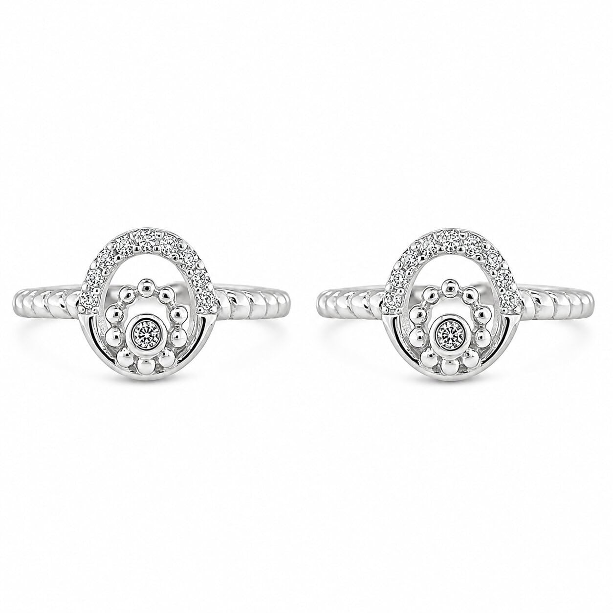 sahiba gems 925 Sterling Silver Designer Toe Rings for Women | White Zircon Band Bichiya | Pair of 2 | Lightweight & Skin Friendly-picture-28