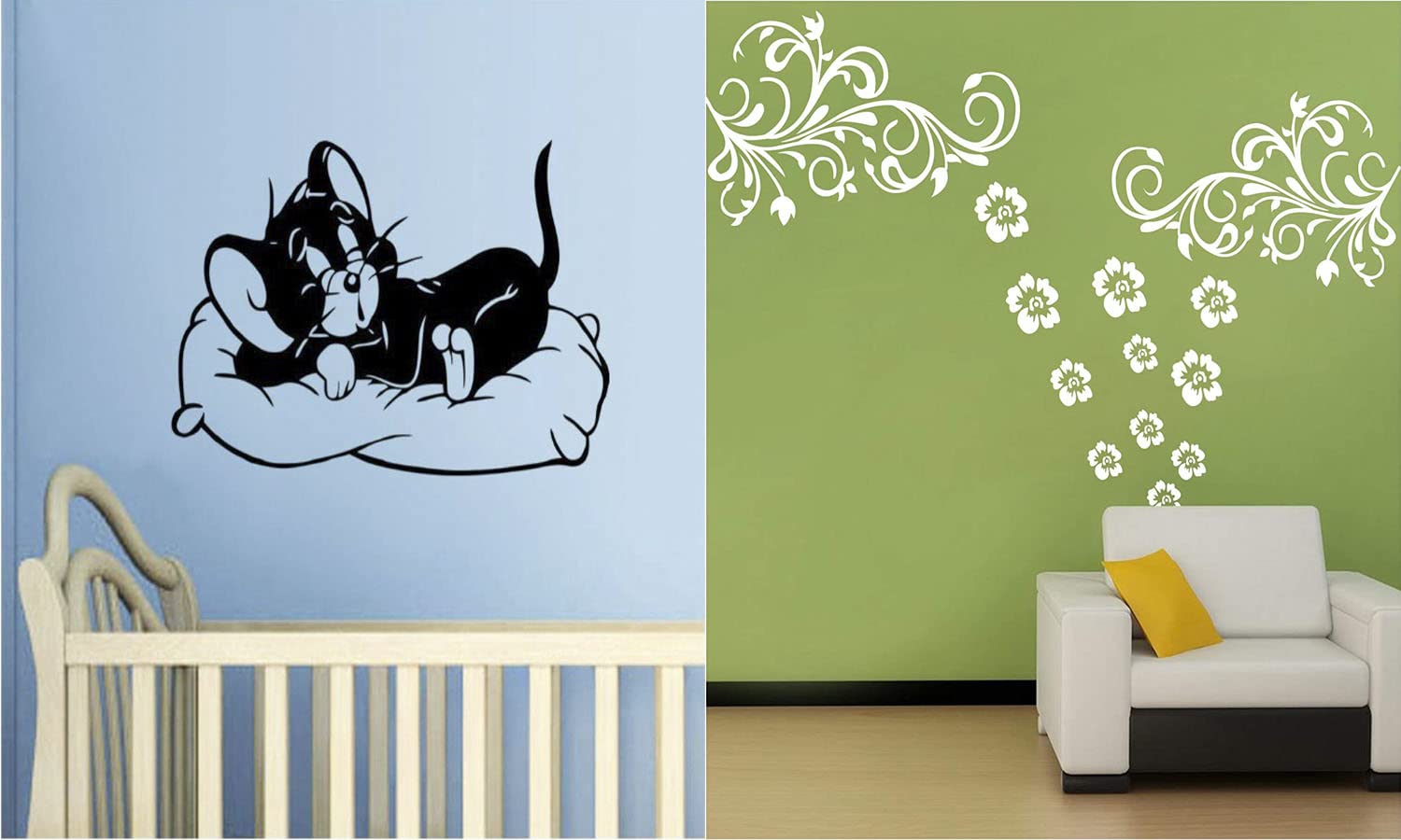 Kayra Decor Combo Jerry Cartoon and Swirl Flower Design Stencils