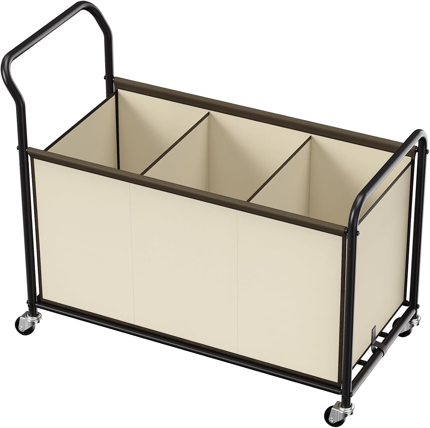 3 Section Laundry Hamper 40 Gal (150L) Rolling Laundry Sorter Cart