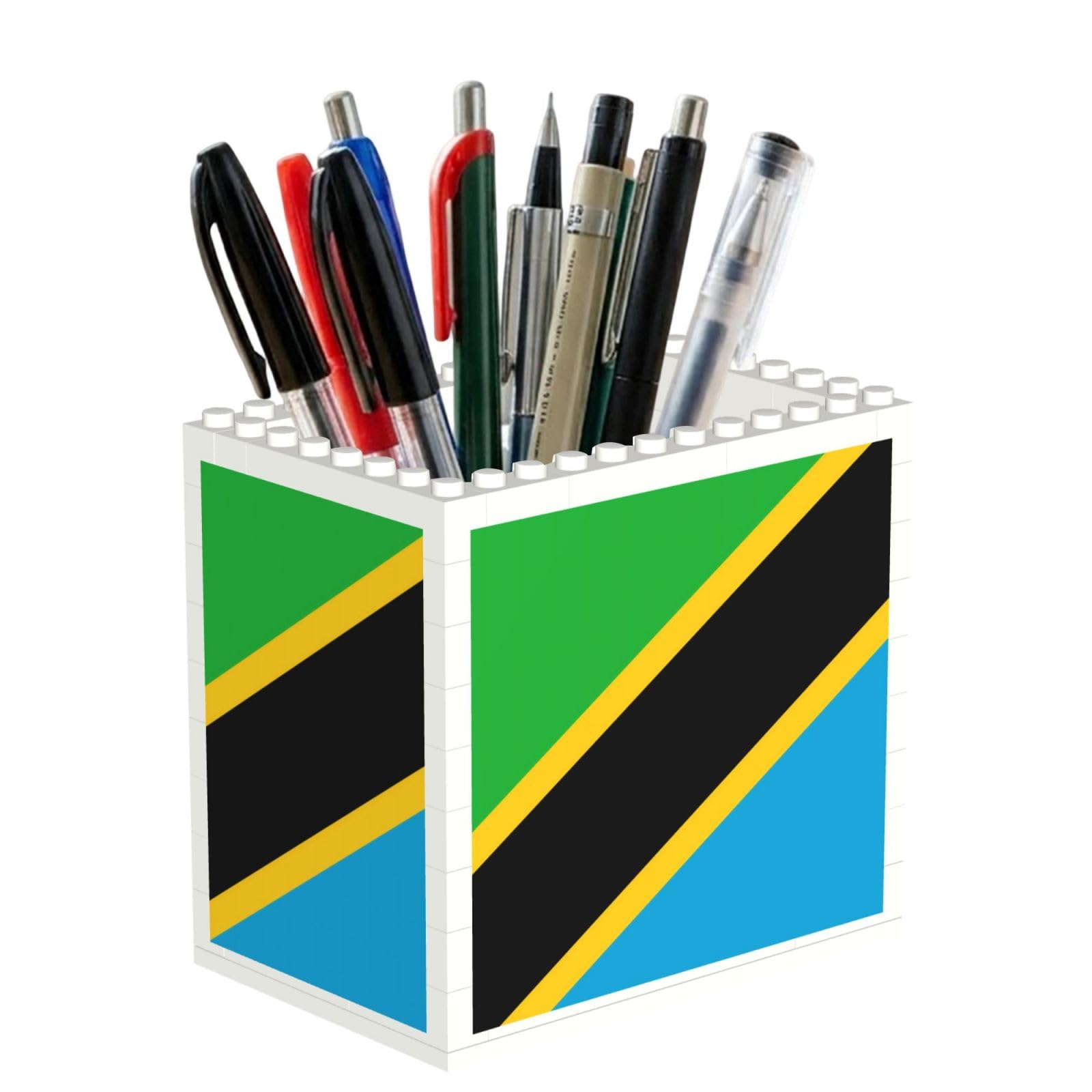 SXZVVBN Tanzania Flag Building Block Desk Tidy ABS Organiser