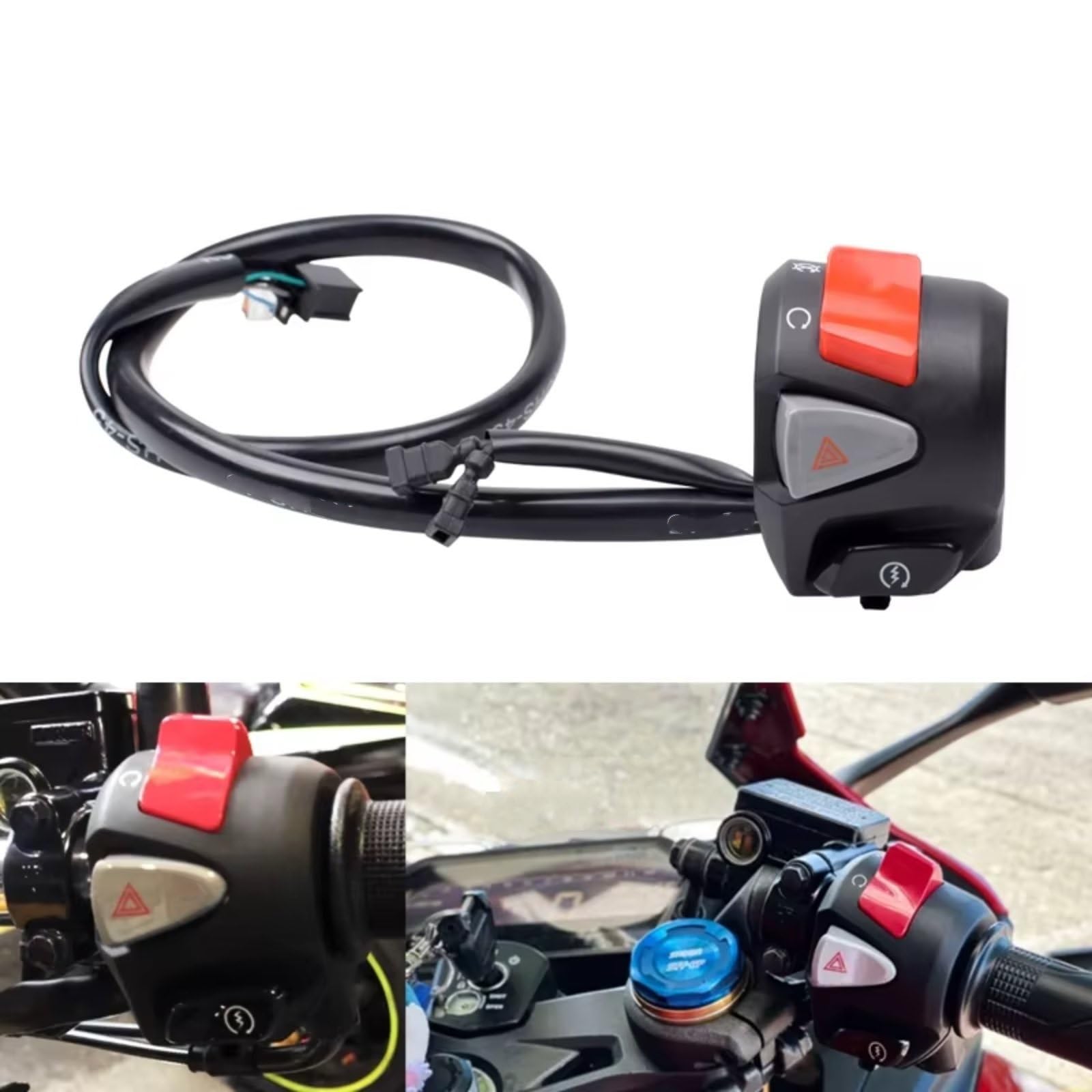 Commutateur Guidon Interrupteur De Clignotant 22mm 7/8" Compatible Avec MSX SF 125 Commutateur Pour Feux De Détresse, Démarrage, Feux Antibrouillard Marche/Arrêt