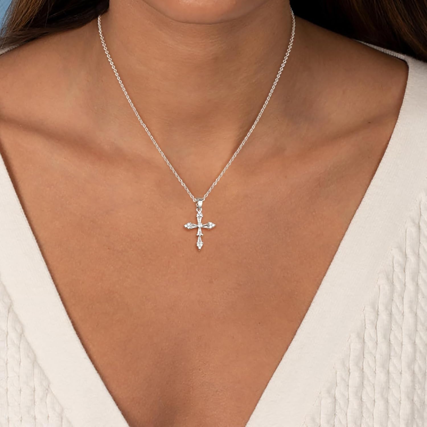 LEXODY Cross Necklace for Women, 14K Gold Silver Plated Dainty Small Cubic Zirconia Cross Pendant Necklace Simple Trendy Gold Diamond Choker Faith Jewelry Religious Minimalist Gift - Image 4