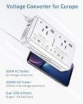 BESTEK 2000W Travel Voltage Converter, Power Step Down 240V to 120V Converter with 2.4A 2-Port USB Charging for Hair Dryer/Curling Iron/Coffee Machine/Phone,Travel Adapter for Europe Countries (White)