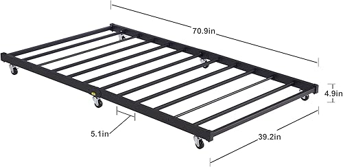 Miniatura 10 de VECELO - Marco de sofá cama de metal prémium, soporte de listones de acero, cabecera de patas fuertes, base de colchón, muebles multifuncionales