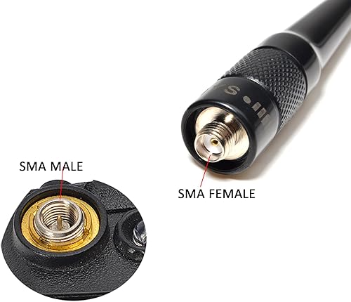 Miniatura 9 de HYS -771N 15.6inch VHFUHF Dual Band 144430Mhz SMA-Antena hembra para Kenwood TK-360 TK-370 BaofengPufeng UV-5R BF-F8+ SMA Radio jamón macho