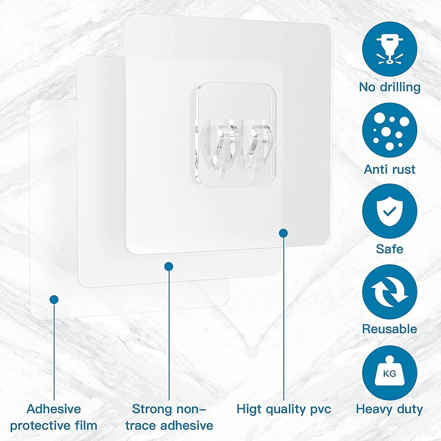 Self Adhesive Wall Hooks - Damage-Free Hanging -6