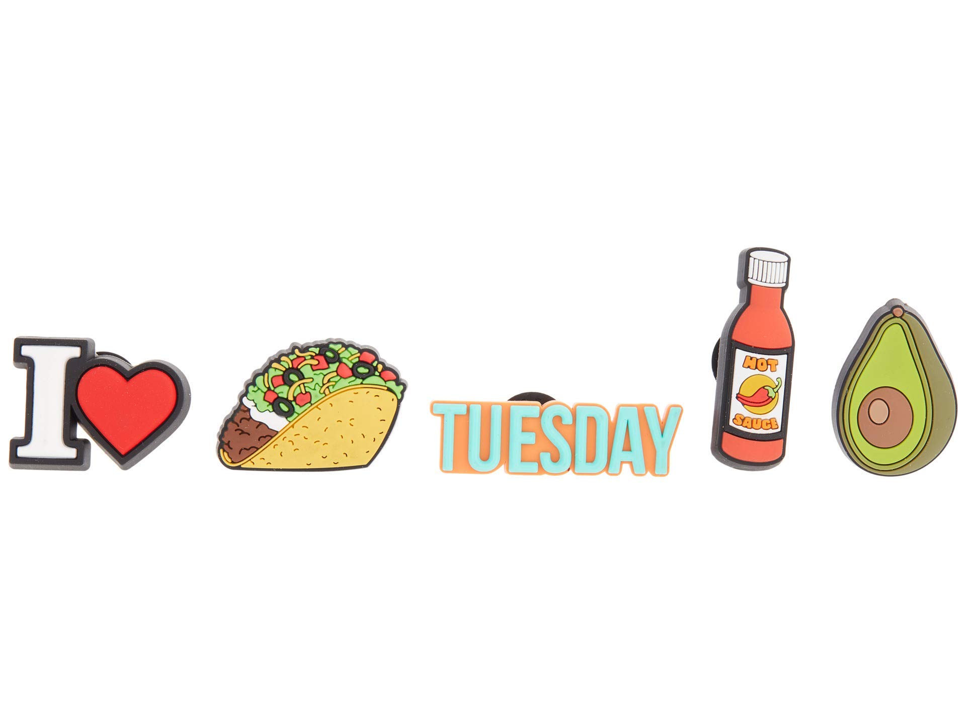 Jibbitz Food - Stylish Shoe Charms - Synthetic Material - Jibbitz Packs Shoe Charms - One-of-a-kinds Food Taco Tuesday 5-Pack One Size One Size