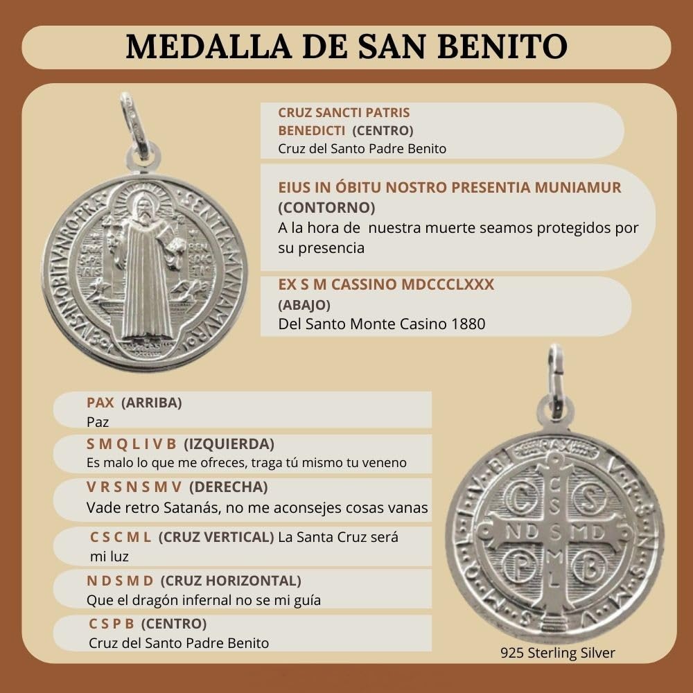 Bracciale medaglie di San Benedetto in argento sterling 925, 19cm, Argento sterling