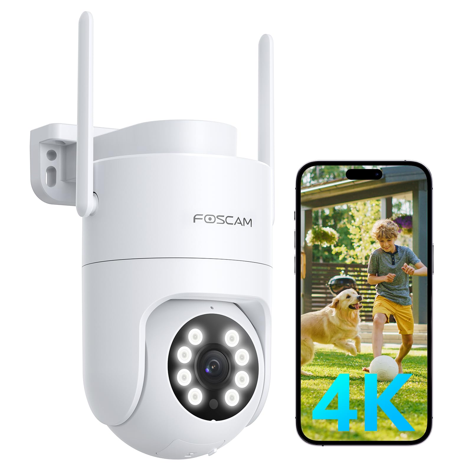 Photo 1 of FOSCAM 4K Security Camera Outdoor, Full Space Sense WiFi Camera 360° Radar Auto-Tracking, No-Blind-Spot View, Human/Car/Motion/Sound Detection, Color Night Vision, IP66 Compatible with Alexa