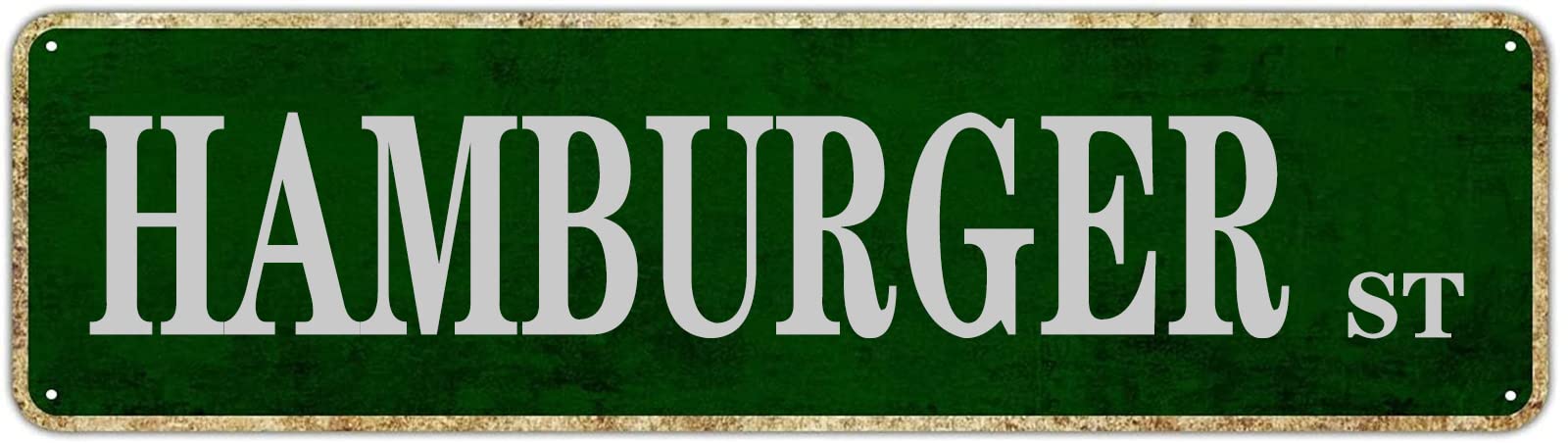 Hamburger St Retro Tin Signs Aluminum Metal Sign for Bedroom Kitchen Garden Wall Outdoor Pub Club Hanging Decor 4x16 Inch