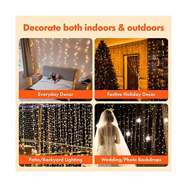 Twinkle star 300 led window curtain string light for christmas wedding party home garden bedroom outdoor indoor wall decoration - image 4