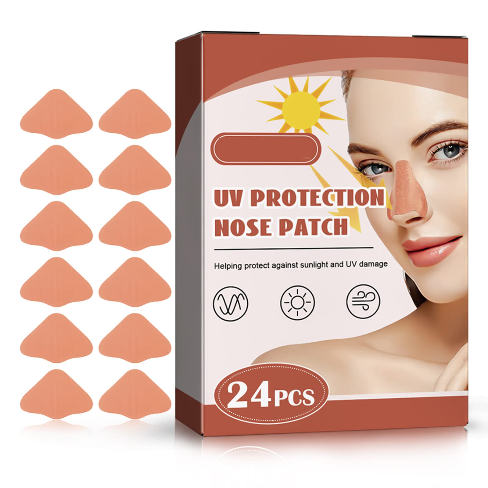 Vifycim Sun Protection Nose Patch, Nose Cover for Outdoor Sports Swimming Tanning Reduce Nose Sun Exposure, Beige, 24Pcs