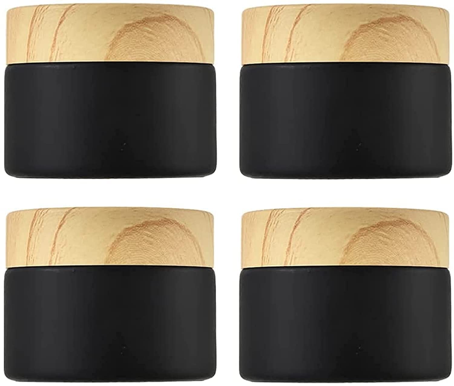 ELECDON Frosted Glass Cream Jar, 4 Pack 30 Gram Empty Sample Makeup Cosmetics Container Jar Pot with Seal Inner Liner for Face Cream, Lotion, Eye Shadow (Black)