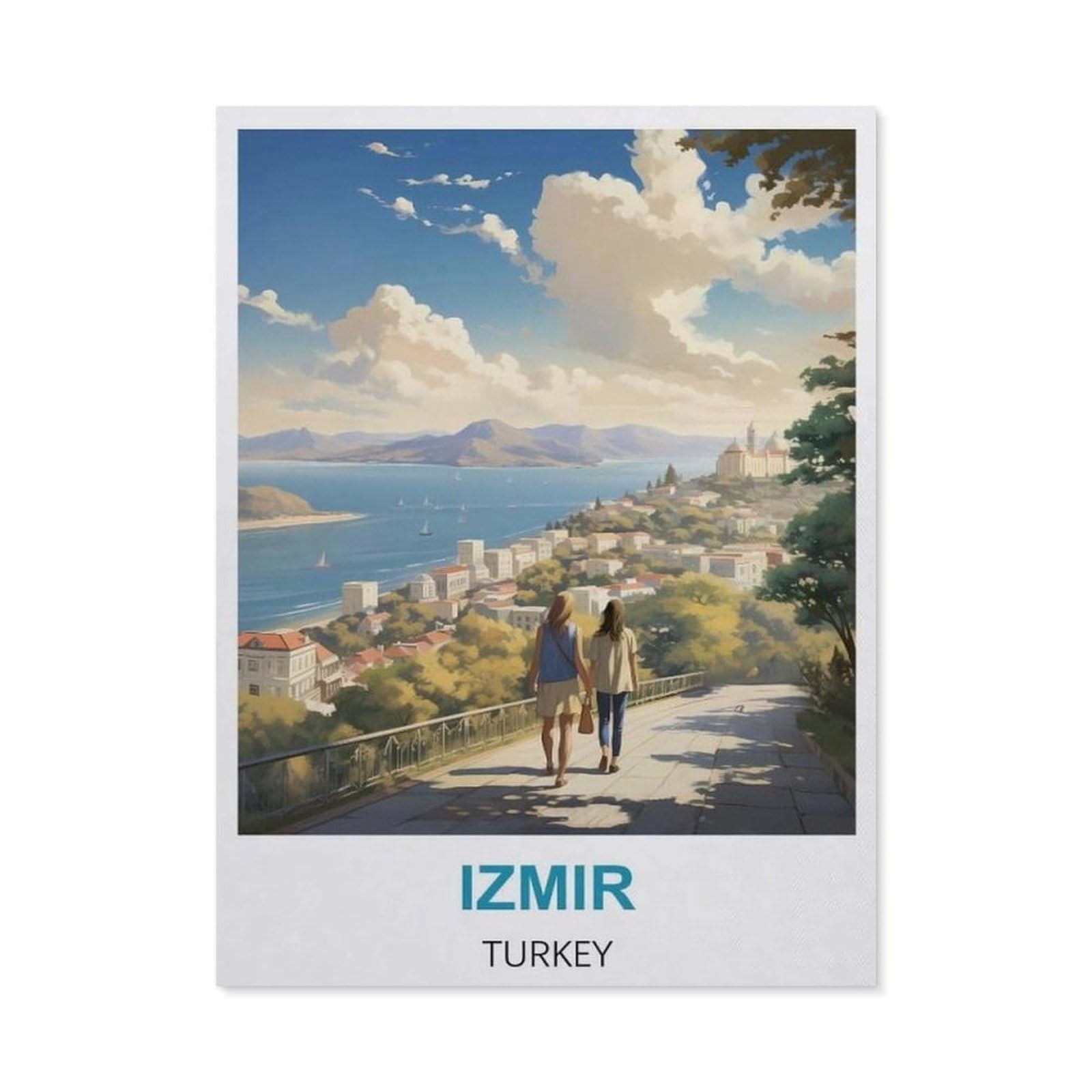 BEAYODKP DIY Diamond Painting，Izmir Turkey Vintage Travel Poster，Cross Stitch Full Drill 5D Embroidery Mosaic Wall Decor Art（50 x 60 cm/19.68 x 23.62 inches）-CA75