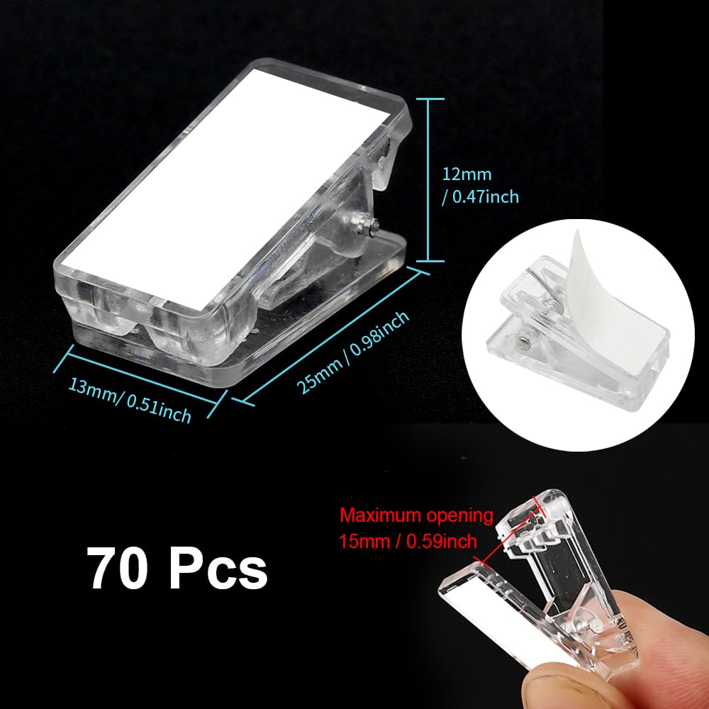 70 Clip A Molla Trasparenti - Clip Biadesive Per Foto, Sciarpe E Ufficio Senza Colla - Foto 7