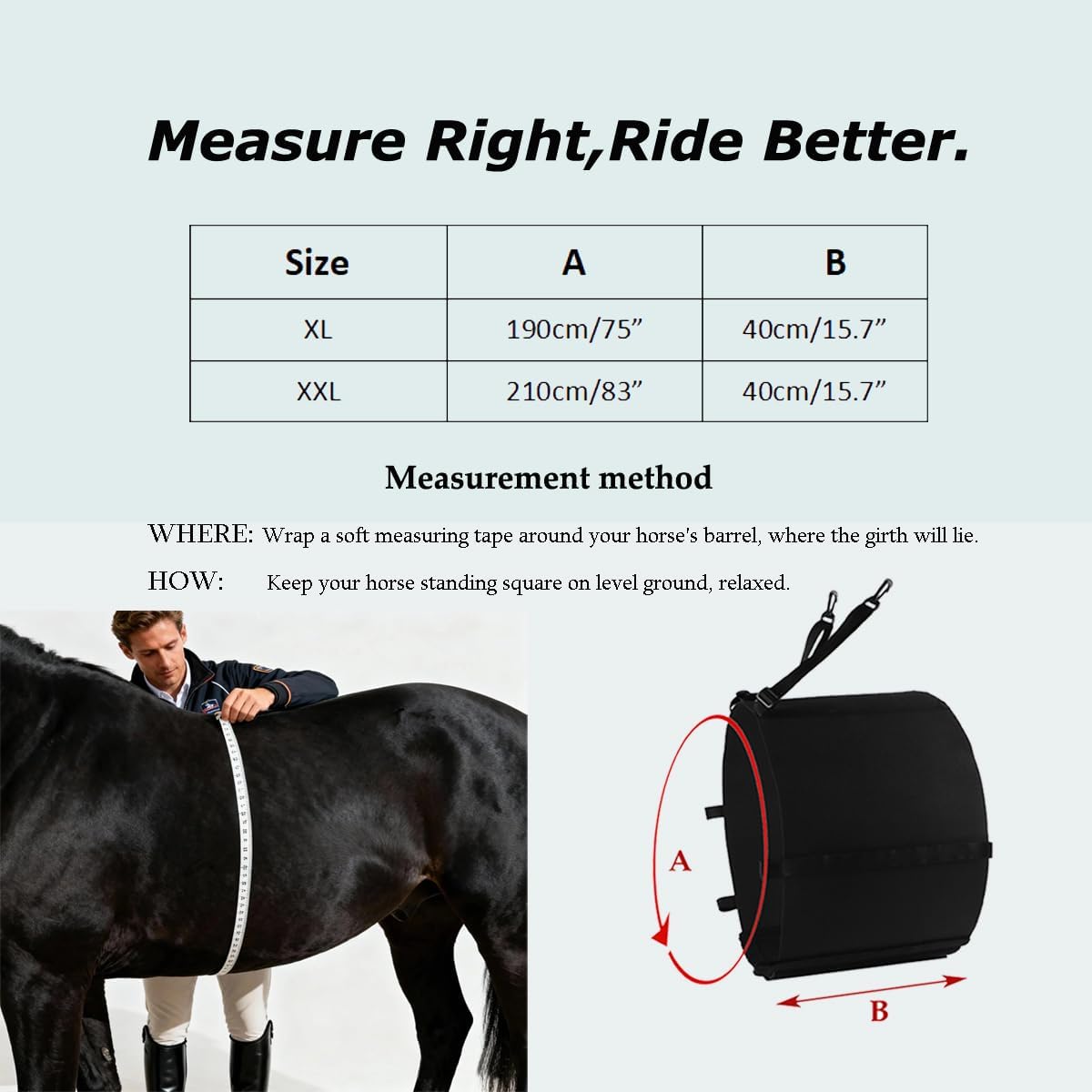 Black Horse Belly Guard Cover for Protecting Abdomen from Spurs and Injured Skin Comfortable Belly Band Breathable Horse Spurs Band Full Size