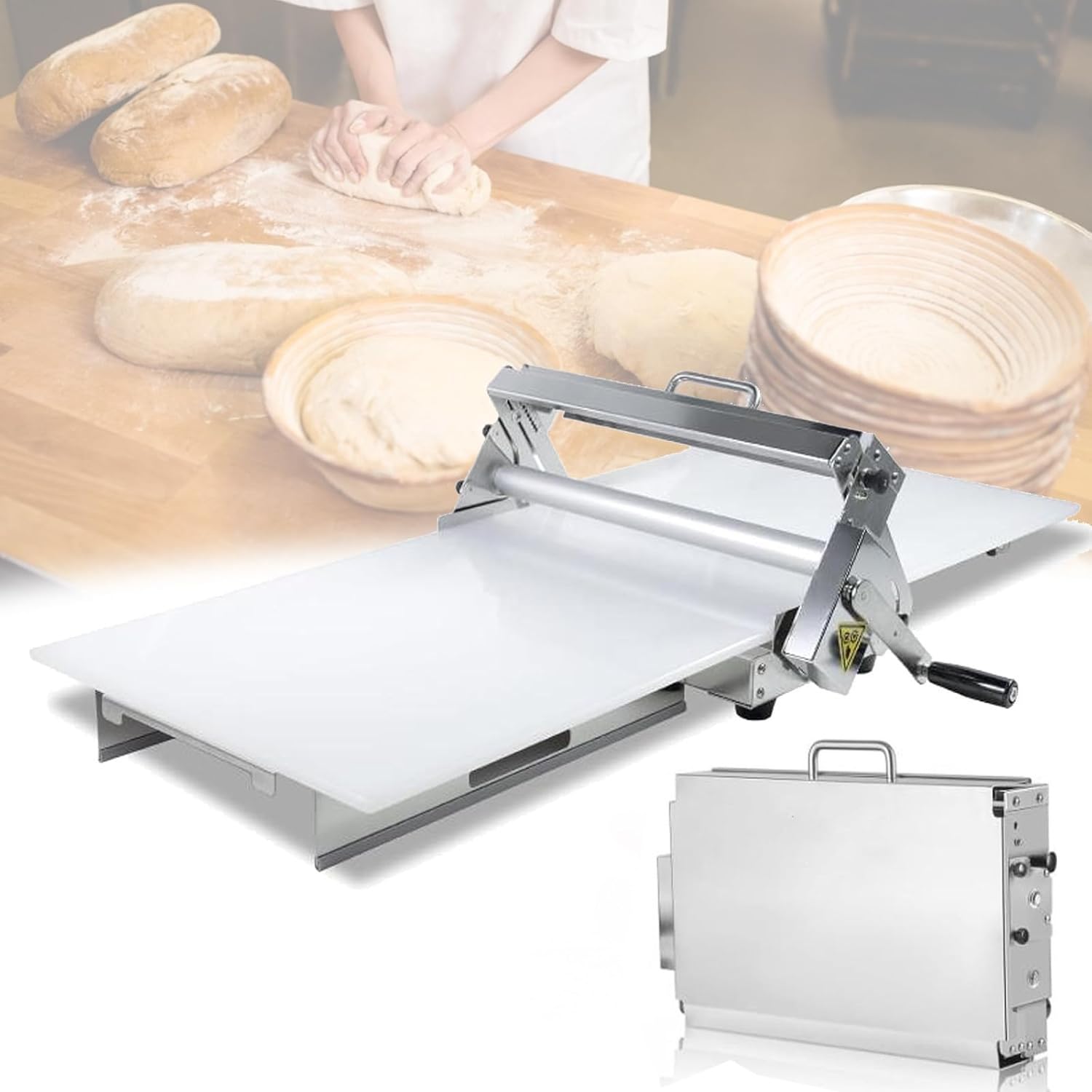 Folding Pasta Sheet Maker, Manual Dough Rolling Machine - With 35.4'' x 15.7