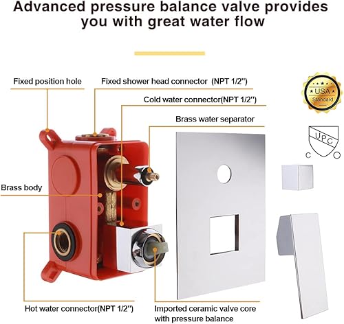 Miniatura 6 de Grifo de bañera montado en la pared con ducha de mano, grifo de bañera giratorio de 180 de latón macizo con rociador de mano Juego de grifo de