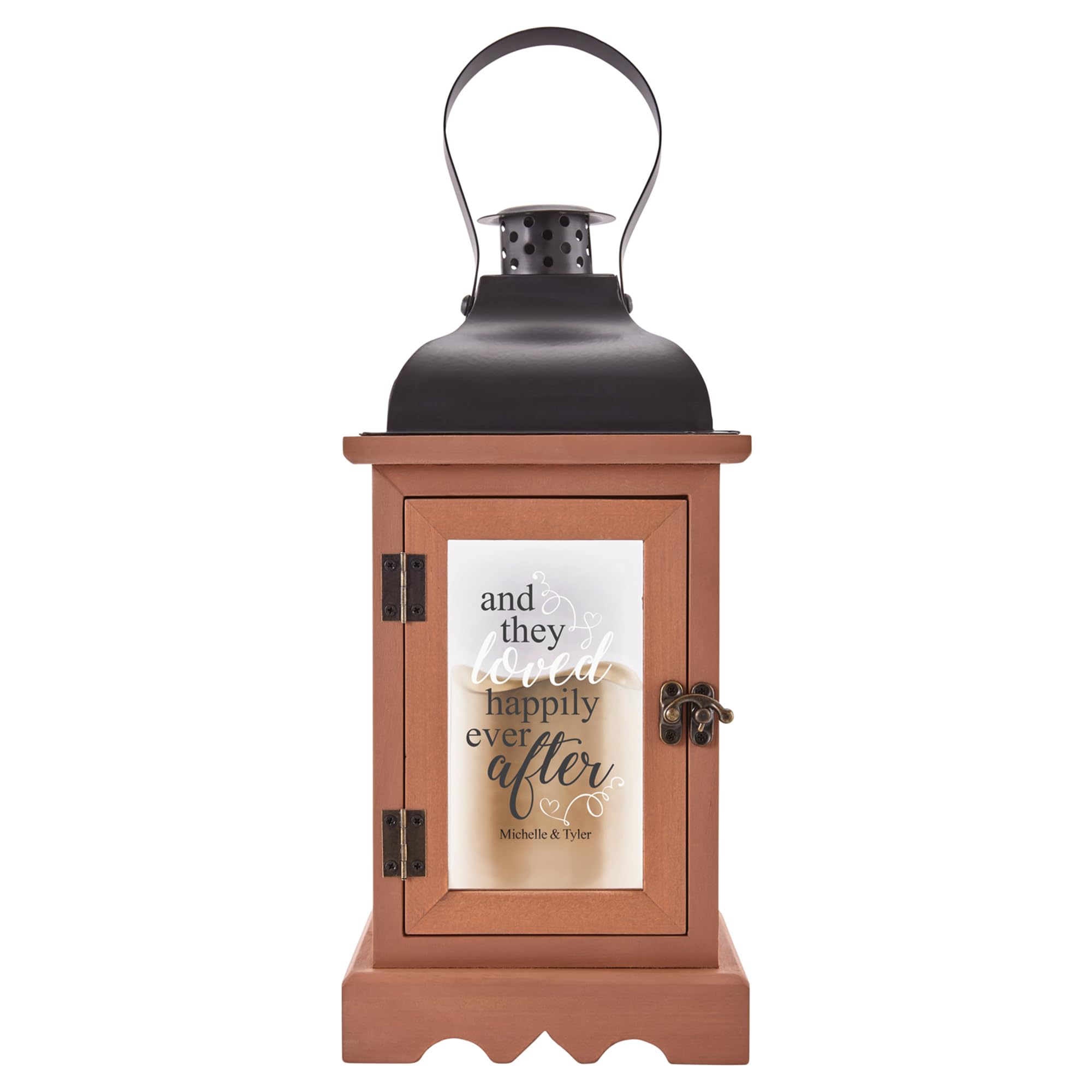 Let’s Make Memories Personalized Wedding Lantern - Just Married - Newlyweds - LED Candle - Automatic Timer - Wood/Metal - They Loved Happily Ever After