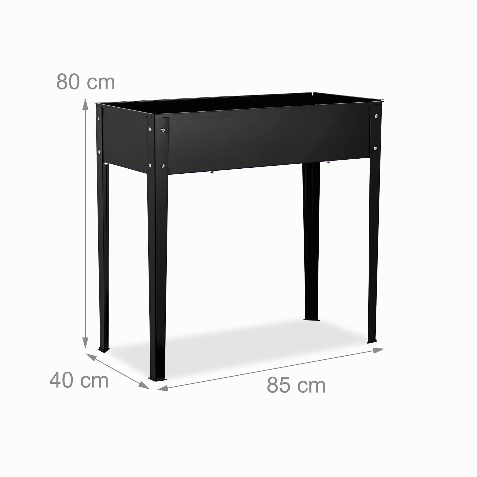 Relaxdays Huerto Urbano, Bancal Cultivo para Jardín, Balcón y Terraza, Acero Pulverizado, Jardinera, 80x85x40 cm, Negro