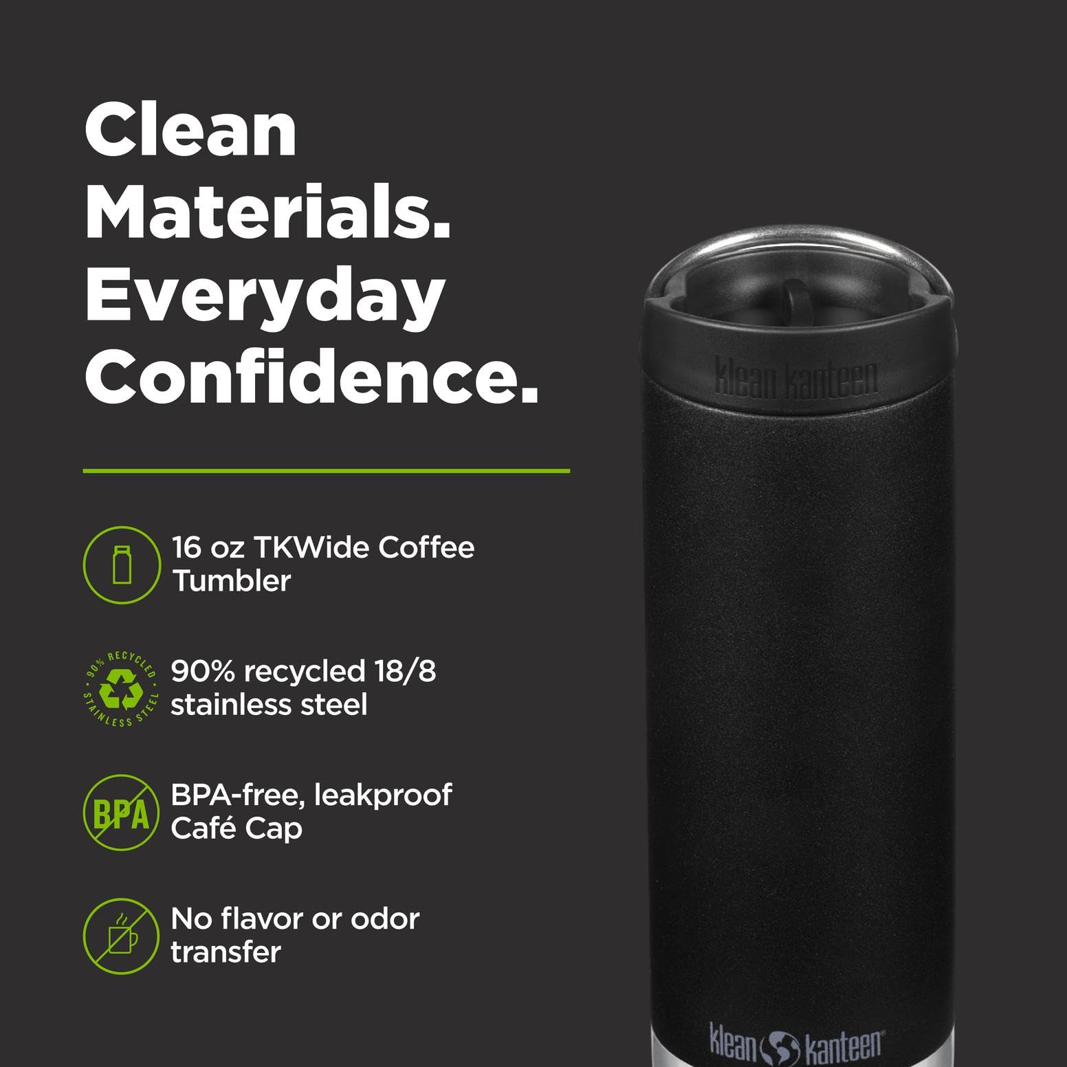 Amazon.com: Klean Kanteen TK Wide 16 Oz Black : Home & Kitchen