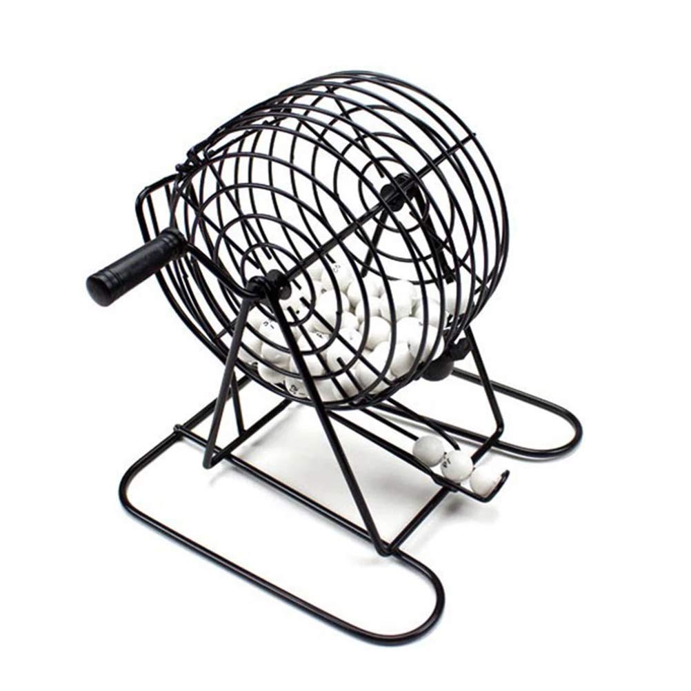 Wakects Ensemble de Jeu de Bingo de Luxe, Cage de Bingo en Métal avec 75 Boules et 18 Cartes pour Les Réunions de Famille et d'amis (Couleur Assortie)