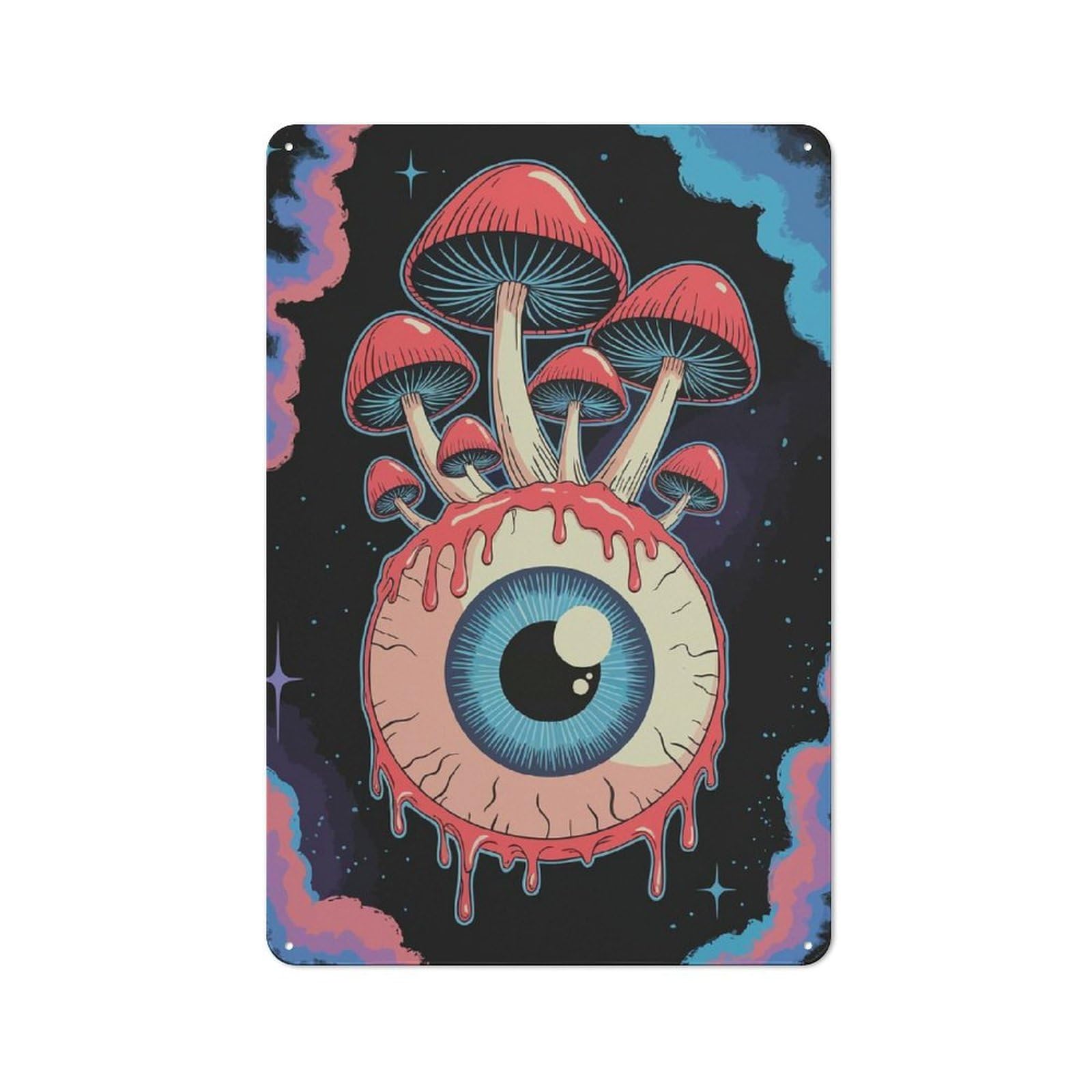 Junmoney Eye With Mushrooms Retro Tin Sign 30X20cm For Lounge Or Reading Corner, For Home Wall Decor Collectors